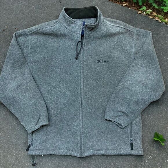 Chaps Ralph Lauren Vintage Full Zip Gray Fleece Sweatshirt Men's Size Large - Picture 1 of 8